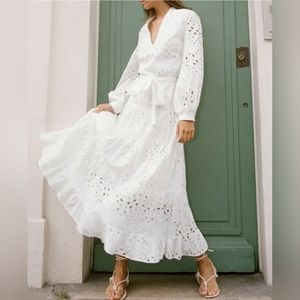 Zara embroidered maxi flare dress